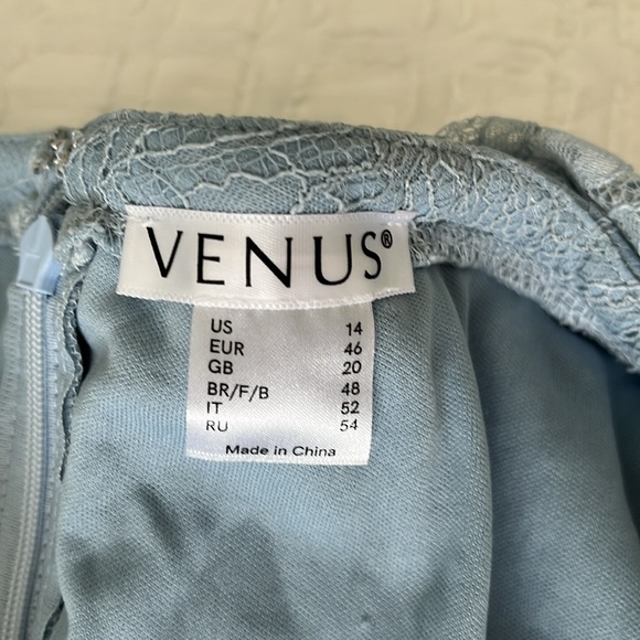 Full length see-thru bottom blue lace formal dress, 14, elastic shoulders/waist - Picture 5 of 5